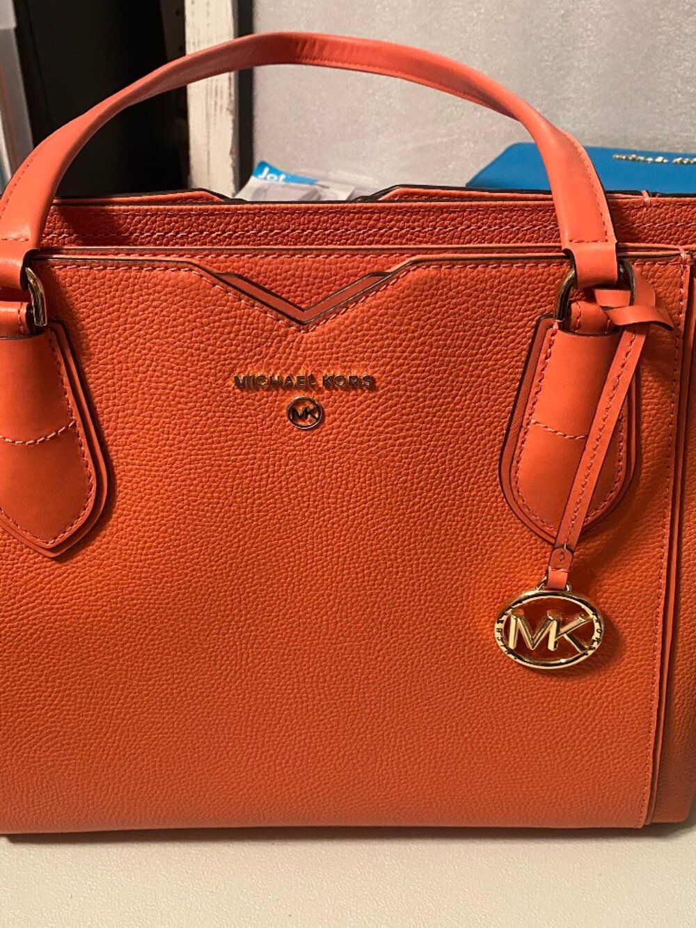 Michael Kors Orange Leather Satchel Handbag
